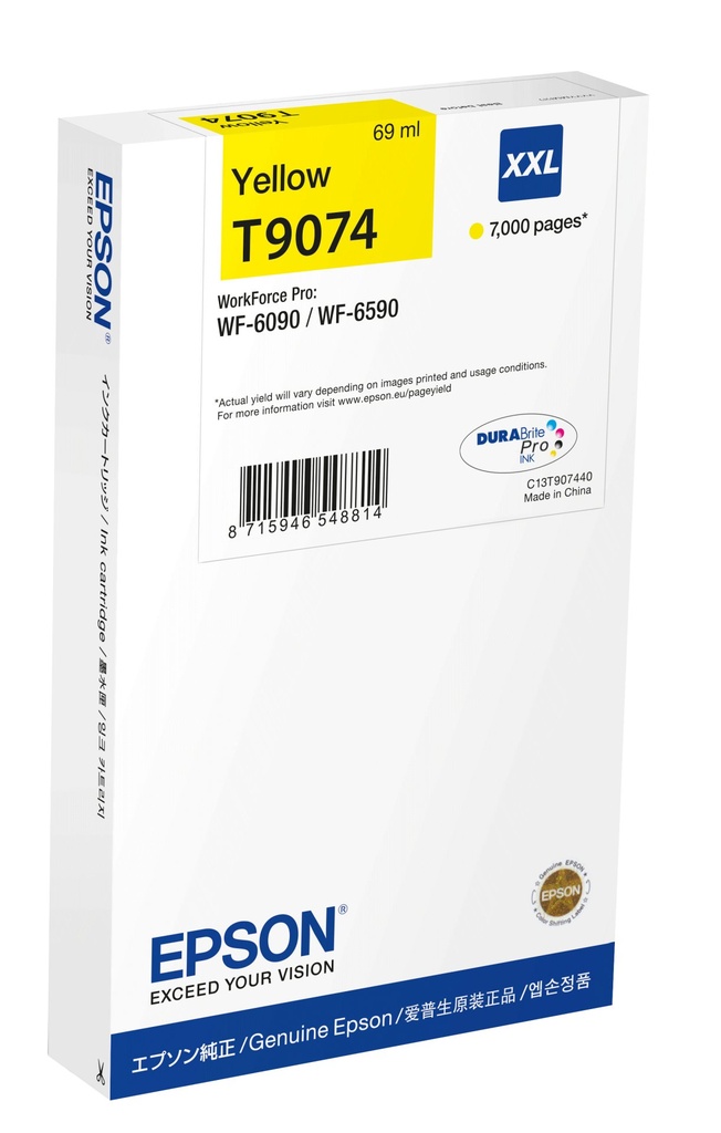 ORIGINAL Epson Cartuccia d'inchiostro giallo C13T90744N T9074 XXL ~7000 Seiten 69ml