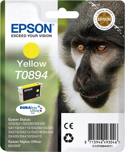 [C13T08944011] Epson Monkey Singlepack Yellow T0894 DURABrite Ultra Ink