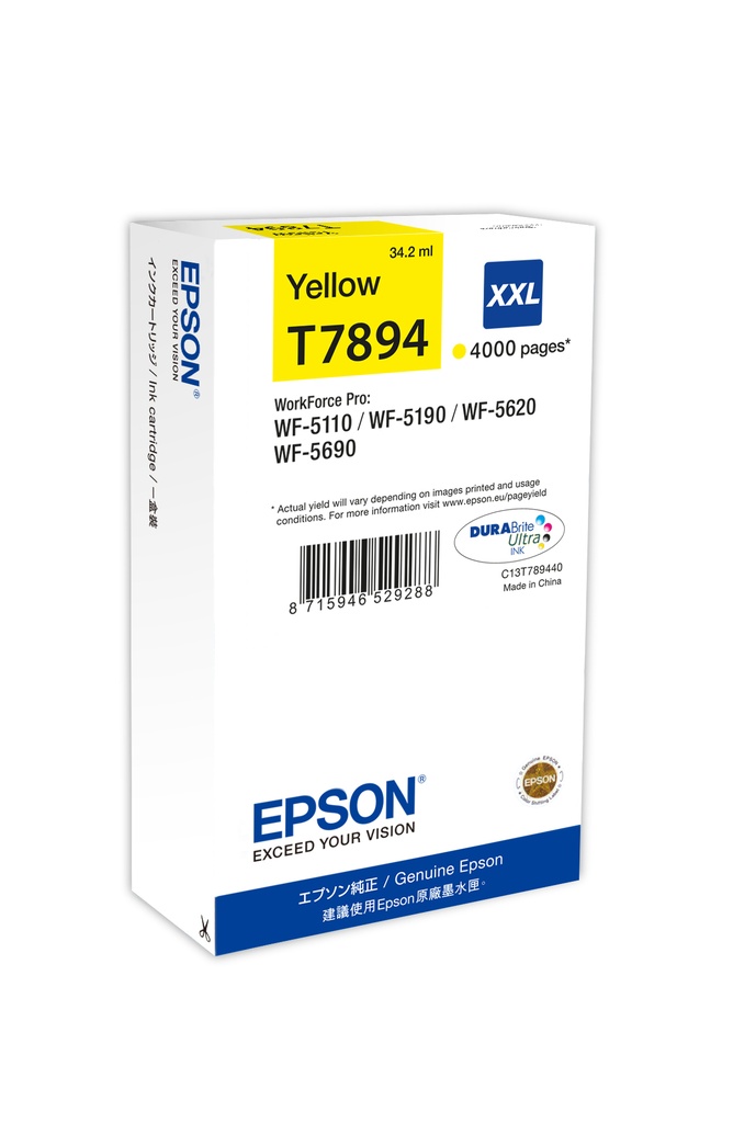 [C13T789440] ORIGINAL Epson Cartuccia d'inchiostro giallo C13T789440 T7894 XXL ~4000 Seiten 34,2ml XXL