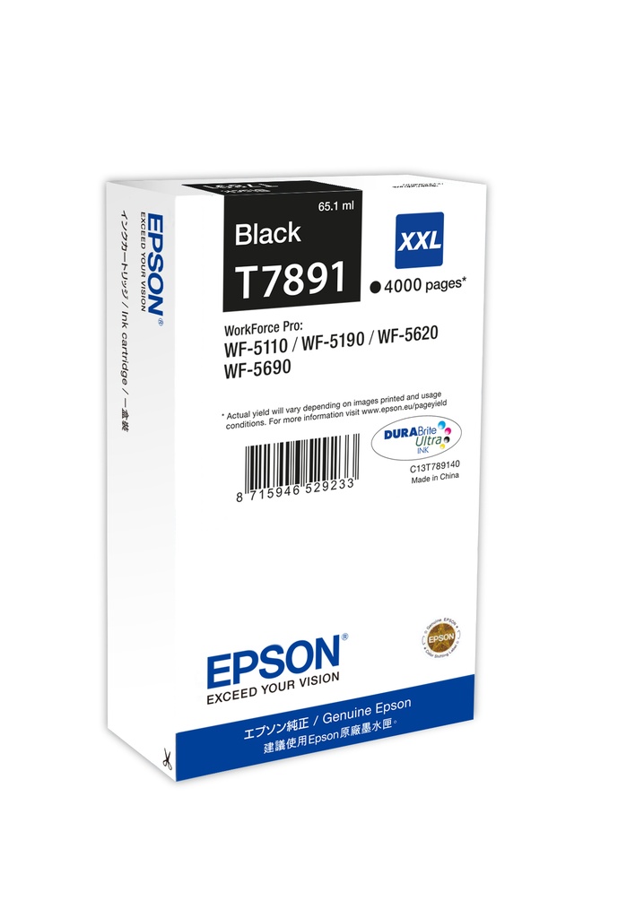 [C13T789140] ORIGINAL Epson Cartuccia d'inchiostro nero C13T789140 T7891 XXL ~4000 Seiten 65,1ml XXL