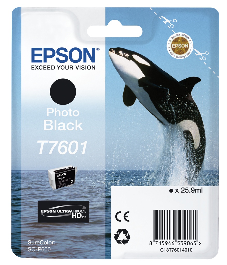 [C13T76014010] ORIGINAL Epson Cartuccia d'inchiostro Nero (Foto) C13T76014010 T7601 ~4200 Seiten 25,9ml UltraChrome HD