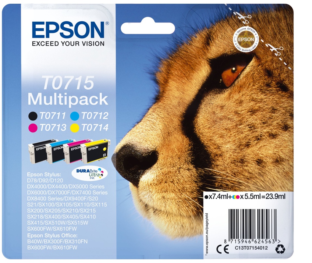[C13T07154022] Epson Multipack 4-colours T0715 DURABrite Ultra Ink