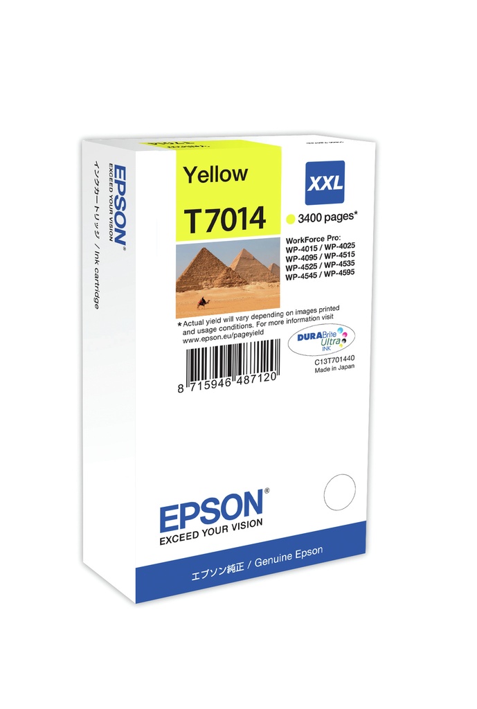 [C13T70144010] ORIGINAL Epson Cartuccia d'inchiostro giallo C13T70144010 T7014 XXL ~3400 Seiten XXL