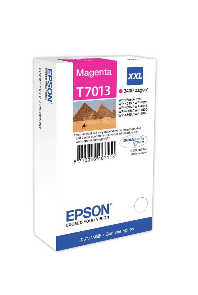 [C13T70134010] ORIGINAL Epson Cartuccia d'inchiostro magenta C13T70134010 T7013 XXL ~3400 Seiten XXL