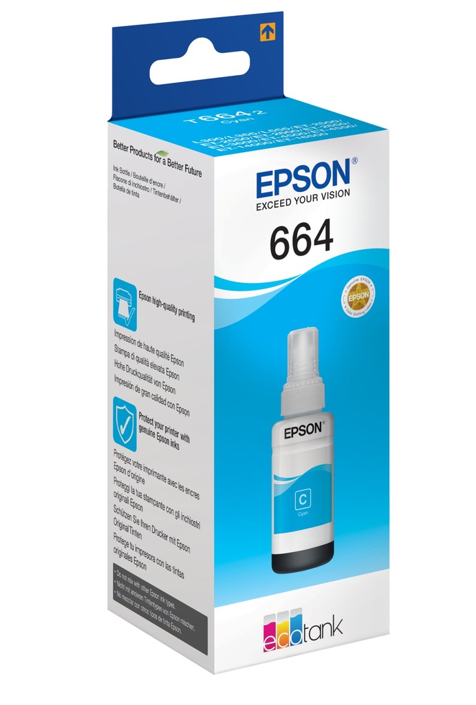 [C13T664240] ORIGINAL Epson Cartuccia d'inchiostro ciano C13T664240 664 ~7500 Seiten 70ml