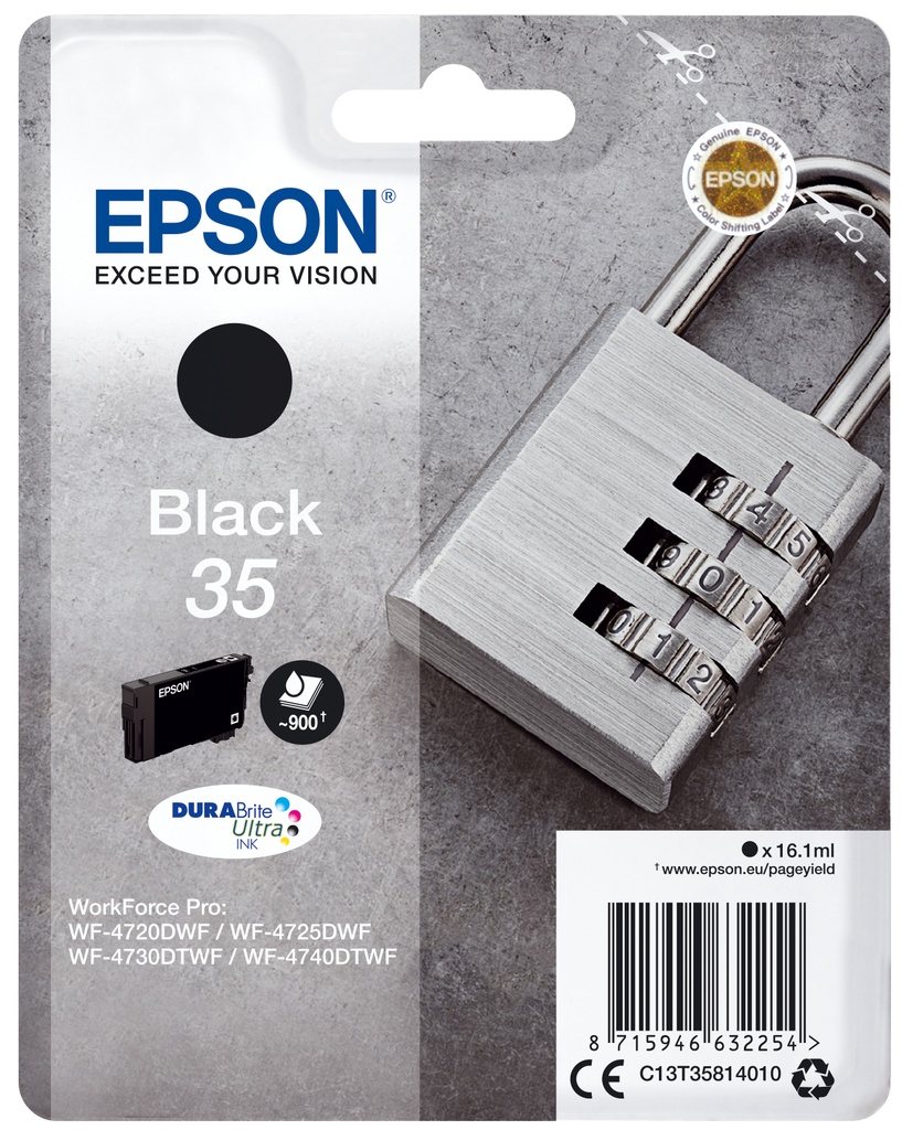 [C13T35814020] Epson Padlock Singlepack Black 35 DURABrite Ultra Ink