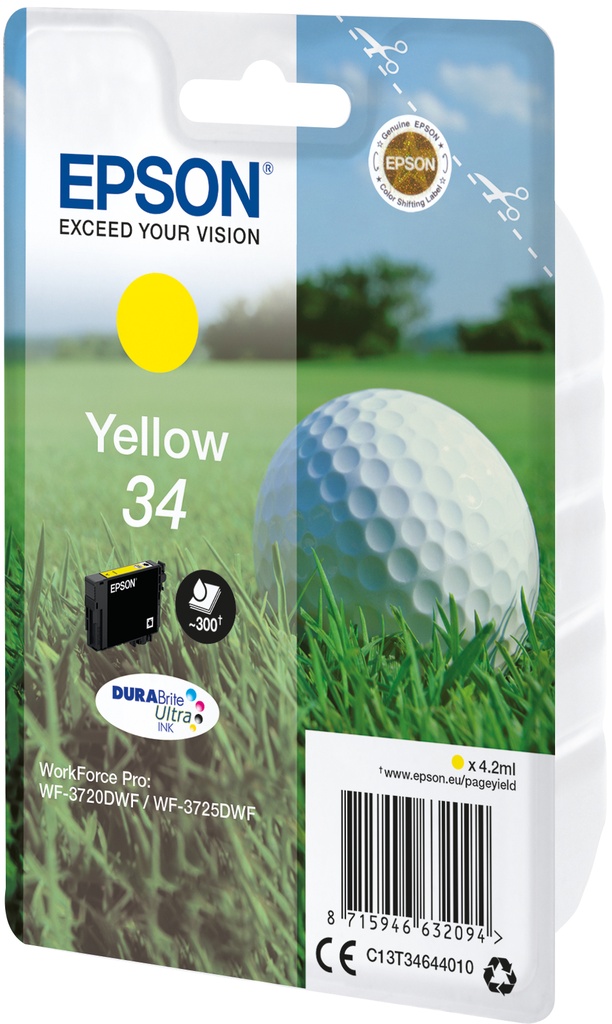 [C13T34644020] Epson Golf ball Singlepack Yellow 34 DURABrite Ultra Ink