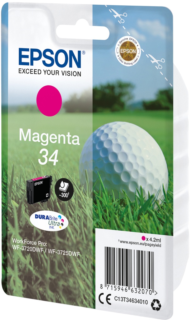 [C13T34634020] Epson Golf ball Singlepack Magenta 34 DURABrite Ultra Ink
