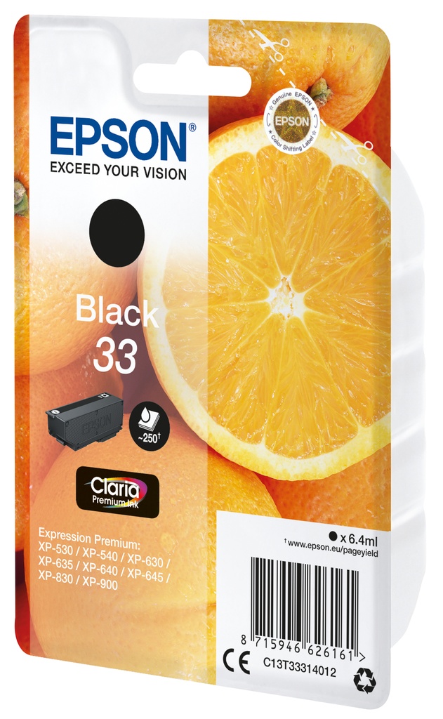 [C13T33314022] Epson Oranges Singlepack Black 33 Claria Premium Ink