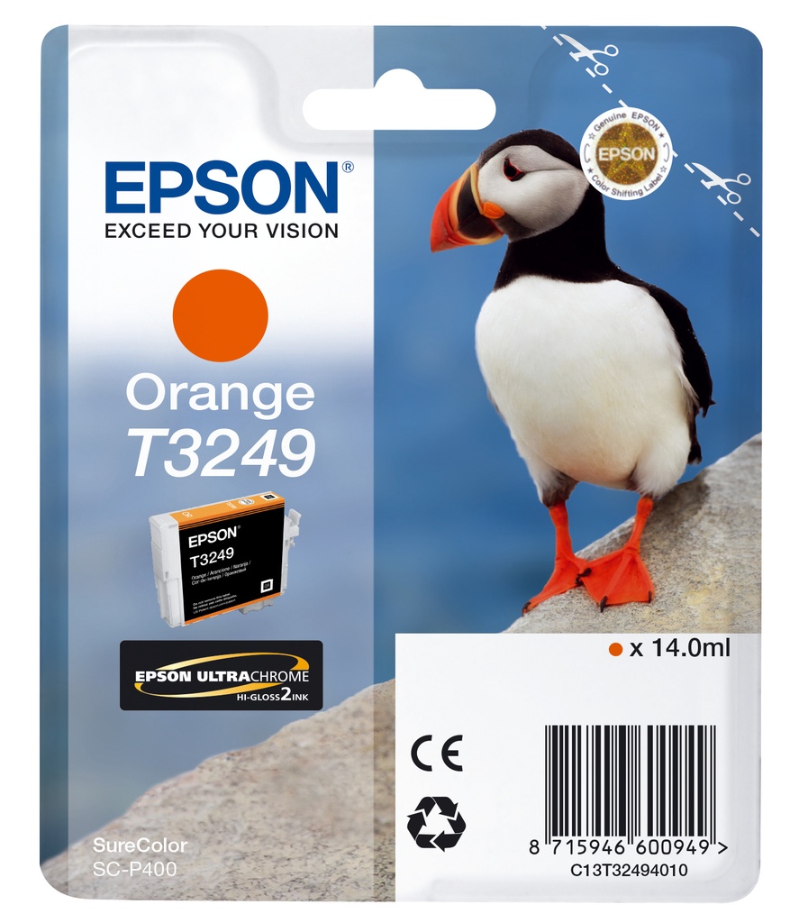[C13T32494010] ORIGINAL Epson Cartuccia d'inchiostro Arancione C13T32494010 T3249 ~980 Seiten 14ml