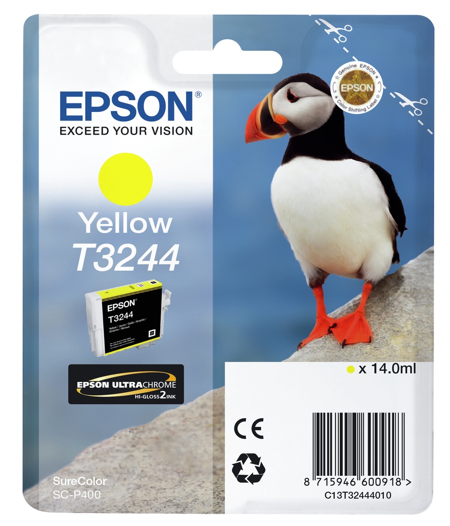 [C13T32444010] ORIGINAL Epson Cartuccia d'inchiostro giallo C13T32444010 T3244 ~980 Seiten 14ml