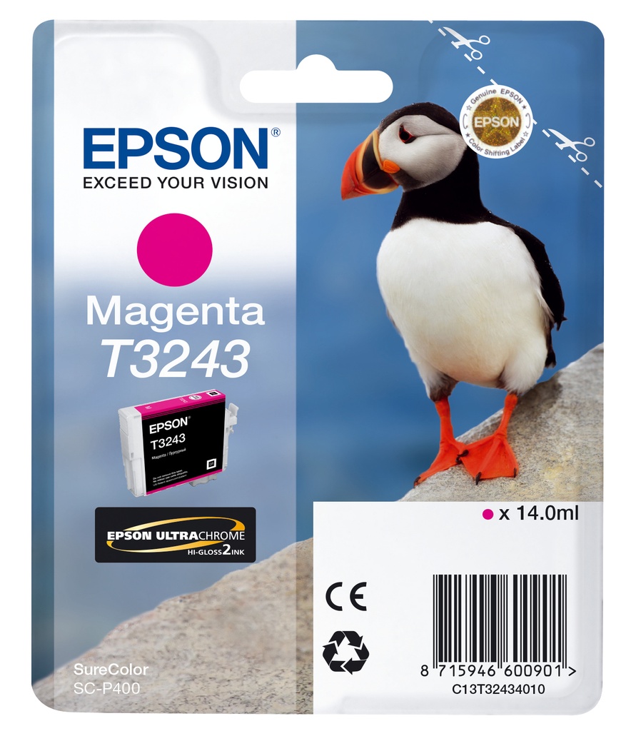 [C13T32434010] ORIGINAL Epson Cartuccia d'inchiostro magenta C13T32434010 T3243 ~980 Seiten 14ml