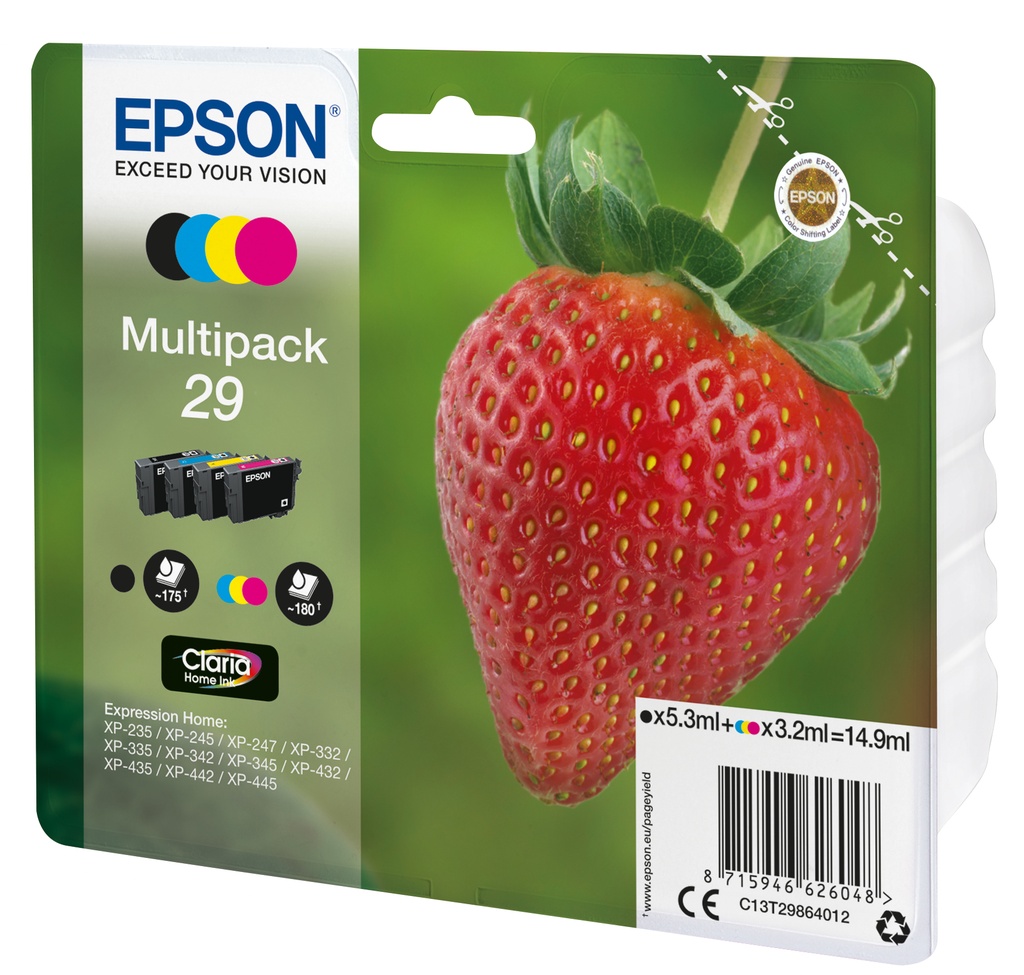 [C13T29864022] Epson Strawberry Multipack 4-colours 29 Claria Home Ink