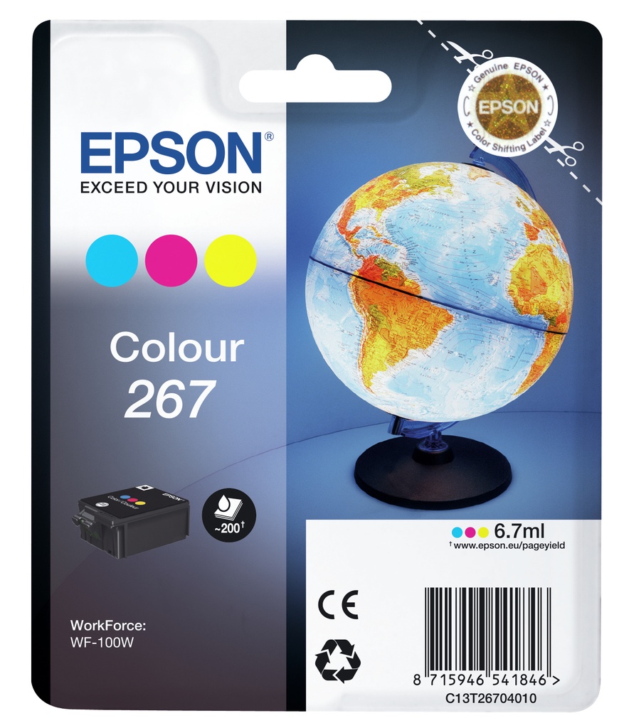 [C13T26704020] Epson Globe Singlepack Colour 267 ink cartridge