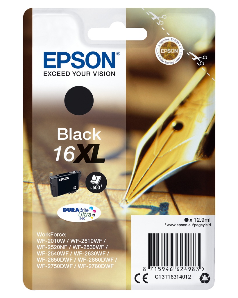 [C13T16314022] Epson Pen and crossword Singlepack Black 16XL DURABrite Ultra Ink