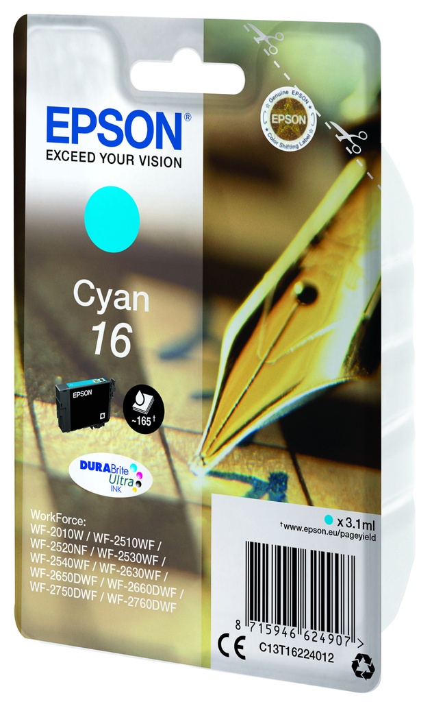 [C13T16224022] Epson Pen and crossword Singlepack Cyan16 DURABrite Ultra Ink
