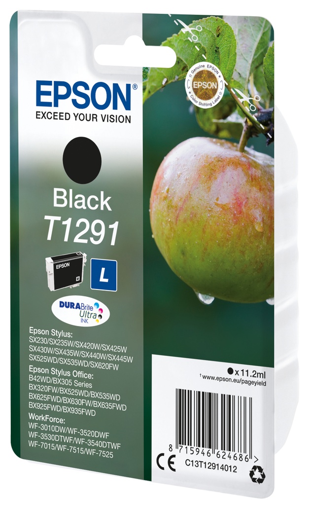 [C13T12914022] Epson Apple Singlepack Black T1291 DURABrite Ultra Ink