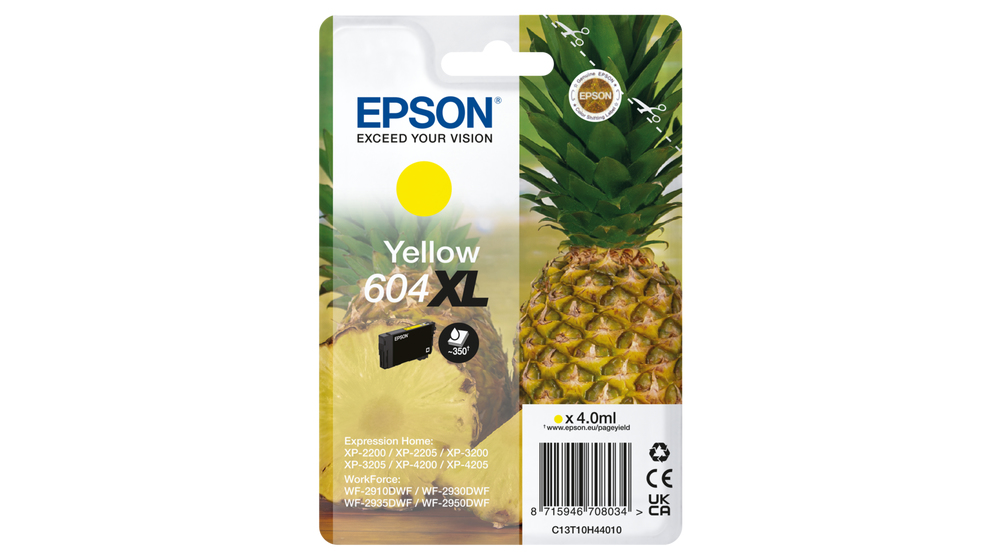 [C13T10H44010] ORIGINAL Epson Cartuccia d'inchiostro giallo C13T10H44010 604 XL ~350 Seiten 4ml