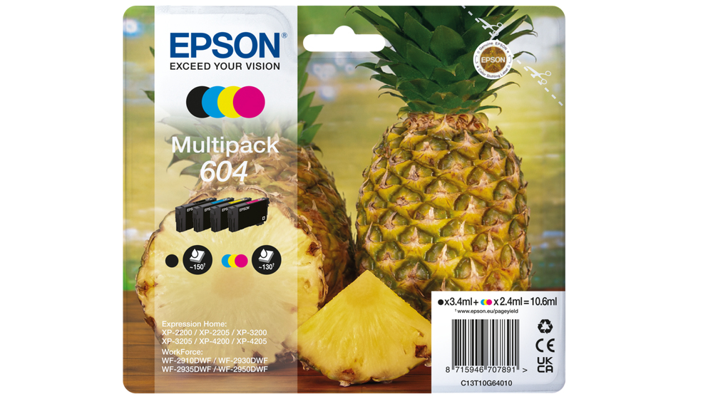 [C13T10G64010] ORIGINAL Epson Multipack nero / ciano / magenta / giallo C13T10G64010 604 ~540 Seiten 2,4ml