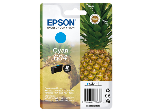 [C13T10G24010] ORIGINAL Epson Cartuccia d'inchiostro ciano C13T10G24010 604 ~130 Seiten 2,4ml