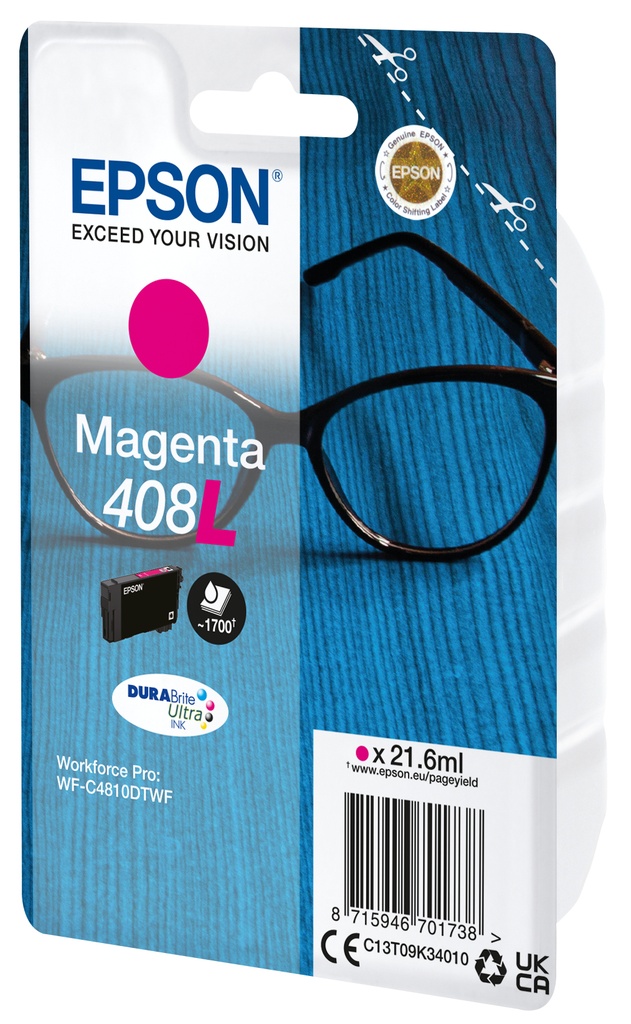 [C13T09K34010] ORIGINAL Epson Cartuccia d'inchiostro magenta C13T09K34010 408L ~1700 Seiten 21,6ml