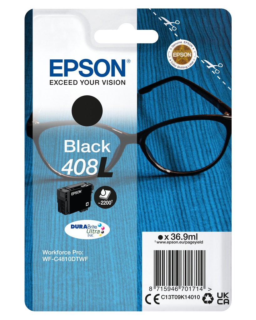 [C13T09K14010] ORIGINAL Epson Cartuccia d'inchiostro nero C13T09K14010 408L ~2200 Seiten 36,9ml