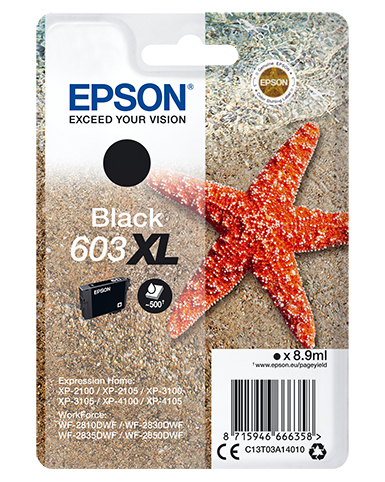 [C13T03A14010] ORIGINAL Epson Cartuccia d'inchiostro nero C13T03A14010 603XL ~500 Seiten