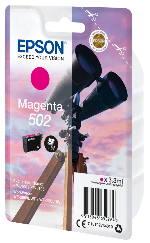 [C13T02V34010] ORIGINAL Epson Cartuccia d'inchiostro magenta C13T02V34010 502 ~165 Seiten 3,3ml