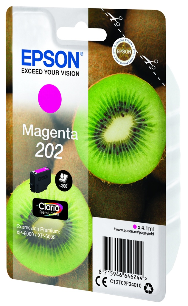 [C13T02F34020] Epson Kiwi Singlepack Magenta 202 Claria Premium Ink