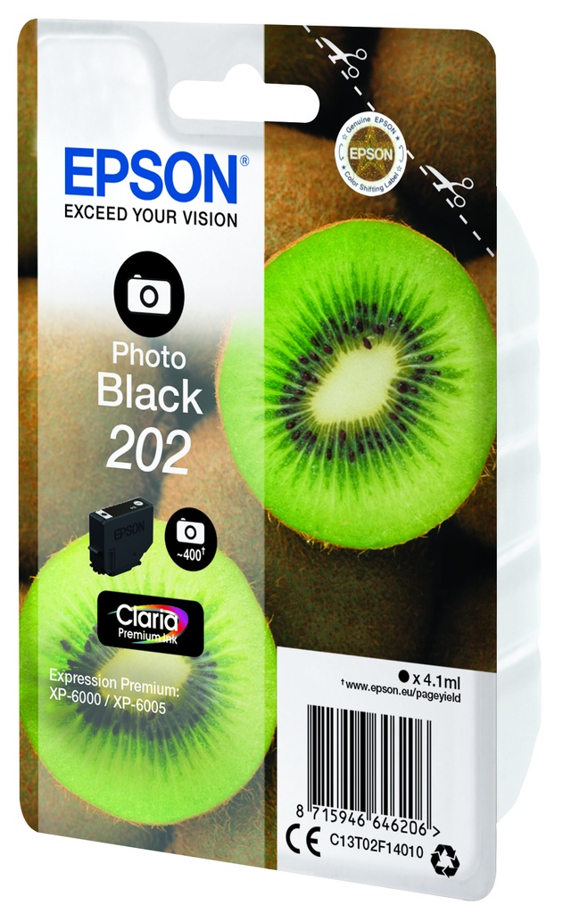 [C13T02F14020] Epson Kiwi Singlepack Photo Black 202 Claria Premium Ink