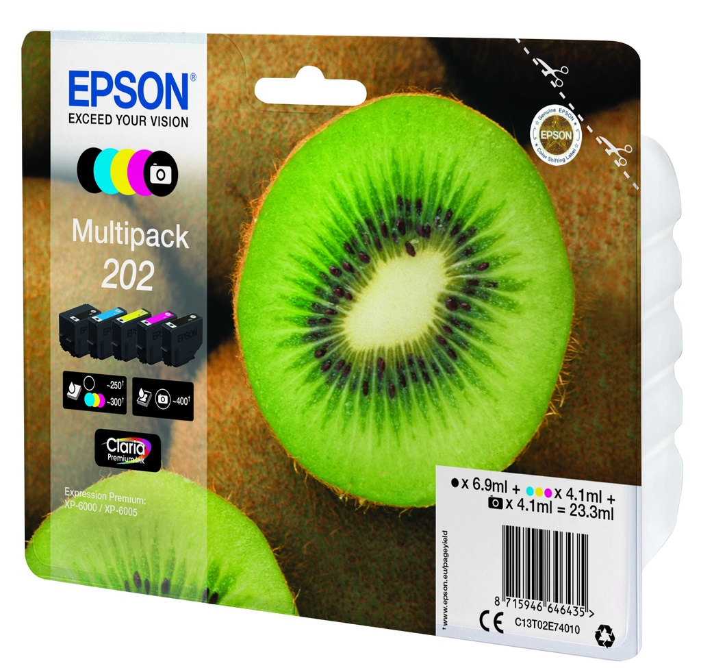 [C13T02E74020] Epson Kiwi Multipack 5-colours 202 Claria Premium Ink