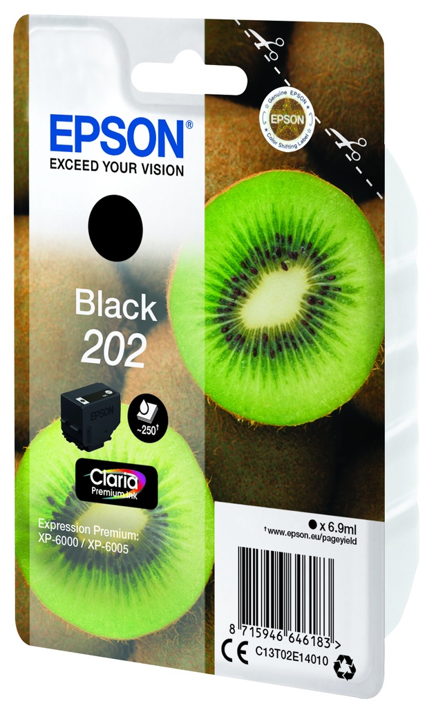 [C13T02E14010] ORIGINAL Epson Cartuccia d'inchiostro nero C13T02E14010 202 ~250 Seiten 6,9ml