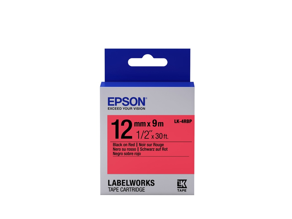 [C53S654007] Epson Label Cartridge Pastel LK-4RBP Black/Red 12mm (9m)