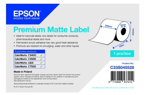 [C33S045528] Epson C33S045528 printer label White
