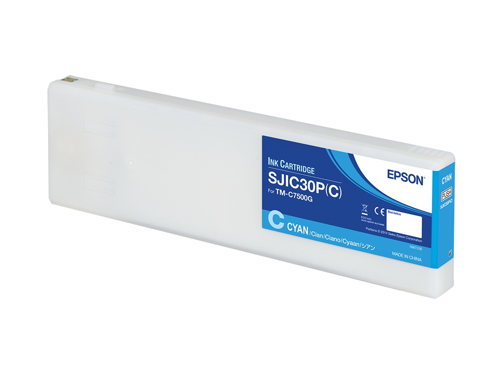 [C33S020640] ORIGINAL Epson Cartuccia d'inchiostro ciano C33S020640 SJIC30P-C 294,3ml SJIC30P(C): Ink cartridge for ColorWorks C7500G (Cyan)