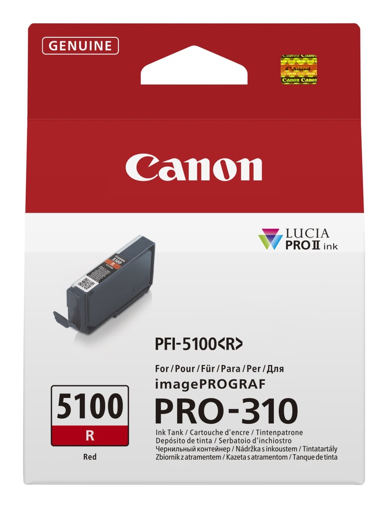 ORIGINAL Canon Cartuccia d'inchiostro Rosso PFI-5100r 6958C001 14ml