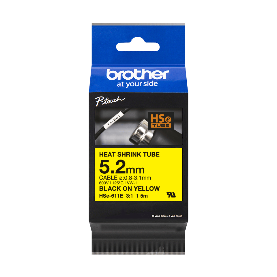 ORIGINAL Brother Nastro Nero su giallo HSe-611E
