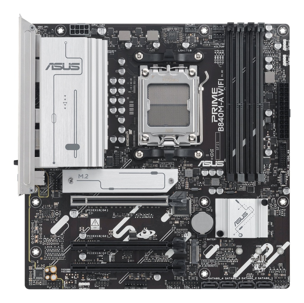 Scheda Madre Asus PRIME B840M-A WiFi AM5 DDR5 ATX Bianco