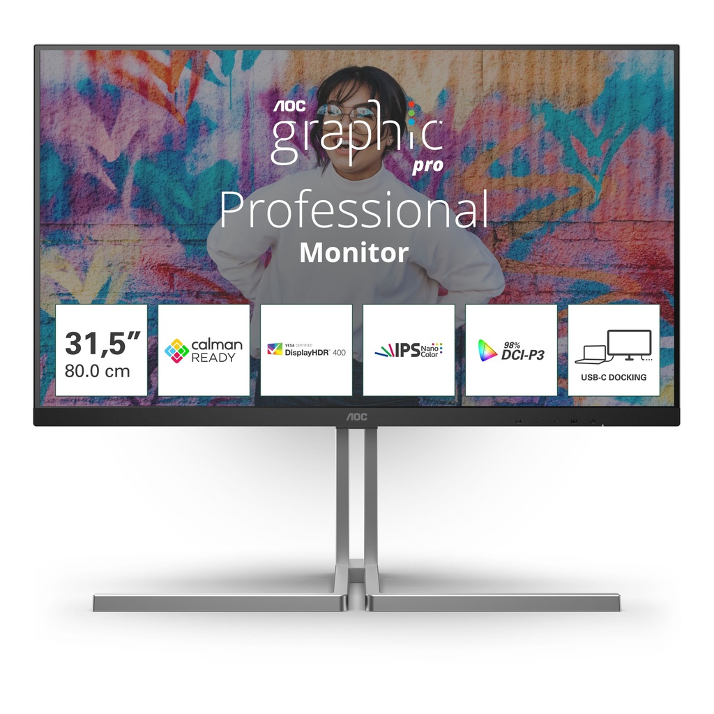 [U32U3CV] AOC U3 U32U3CV computer monitor 80 cm (31.5") 3840 x 2160 pixels 4K Ultra HD LCD Black