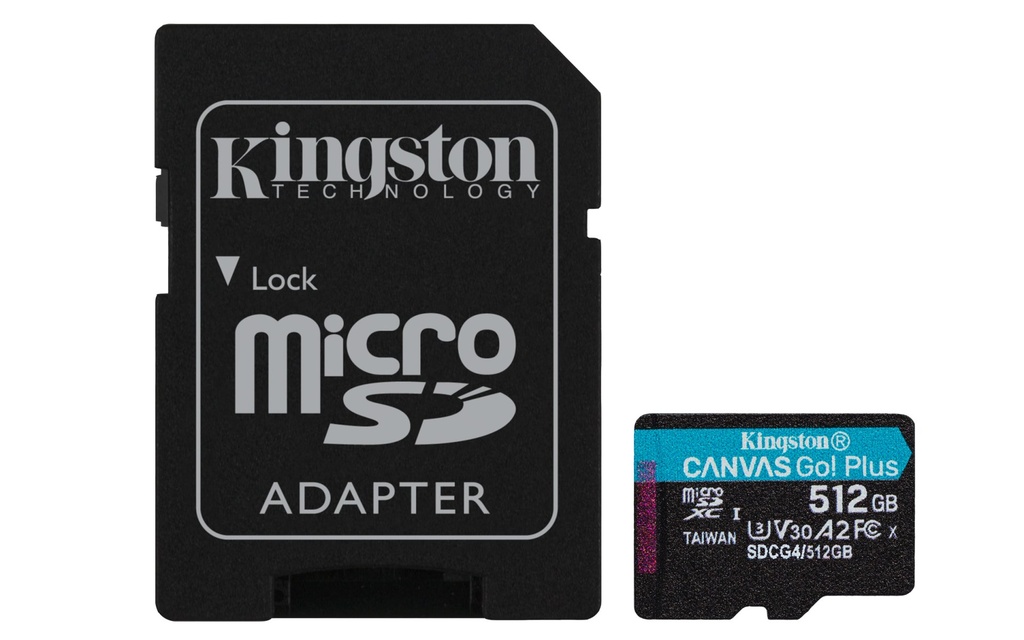 [SDCG4/512GB] Kingston Technology 512GB microSDXC Canvas Go Plus Gen4 200MB/s A2 U3 V30 Card + Adapter