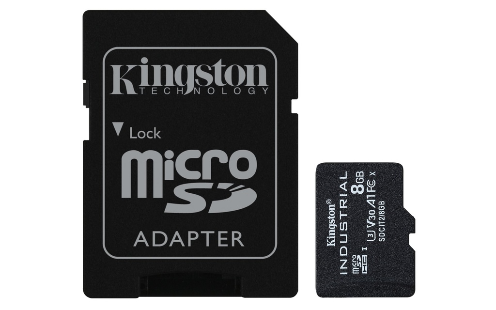 [SDCIT2/8GB] Kingston Technology 8GB microSDHC Industrial C10 A1 pSLC Card + SD Adapter