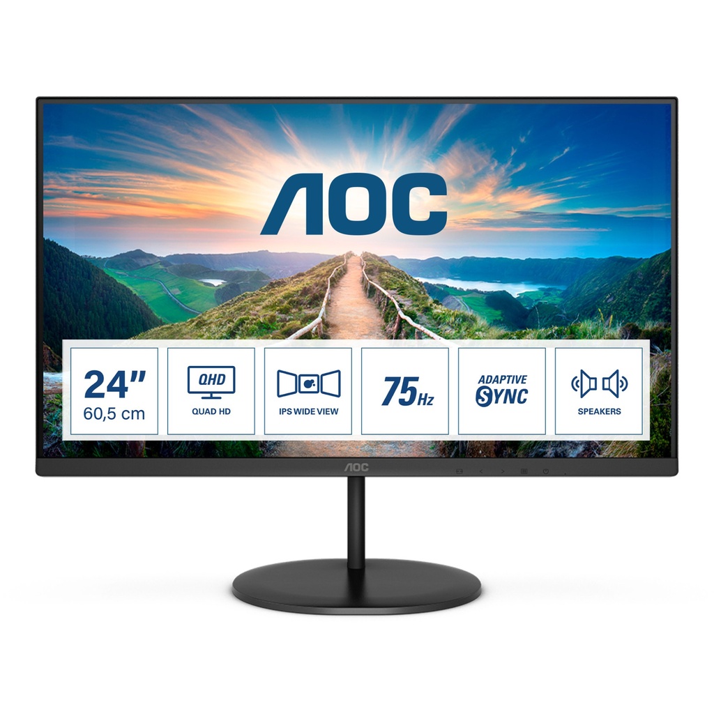 [Q24V4EA] AOC V4 Q24V4EA computer monitor 60.5 cm (23.8") 2560 x 1440 pixels 2K Ultra HD LED Black