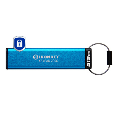 [IKKP200C/512GB] Kingston Technology IronKey 512GB USB-C Keypad 200C, FIPS 140-3 Lvl 3 (Pending) AES-256