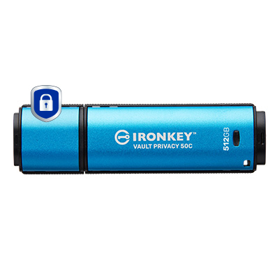 [IKVP50C/512GB] Kingston Technology IronKey 512GB USB-C Vault Privacy 50C AES-256 Encrypted, FIPS 197