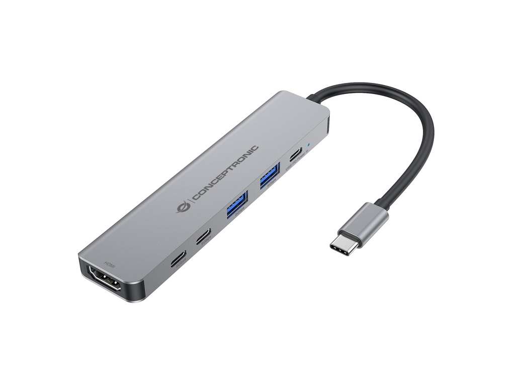 [DONN33G] Conceptronic DONN33G 6-in-1 USB 3.2 Gen 1 Docking Station, HDMI, USB-A 5Gbps x 2, USB-C 5Gbps x 2, 100W USB PD