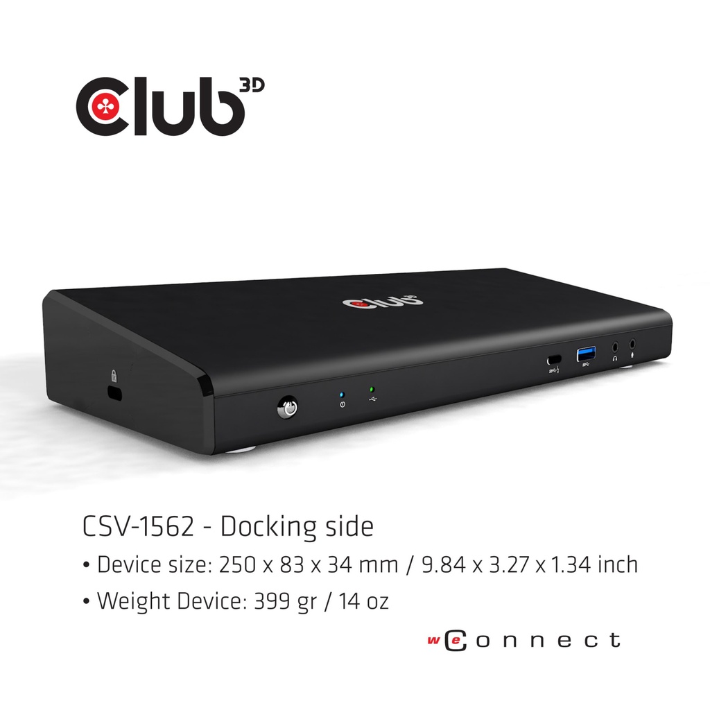 [CSV-1562] CLUB3D The CSV-1562 is an USB3.2 Gen1 Type-C Universal Triple 4K30Hz Charging Docking Station and is DisplayLink® Certified. The Universal Charging Dock