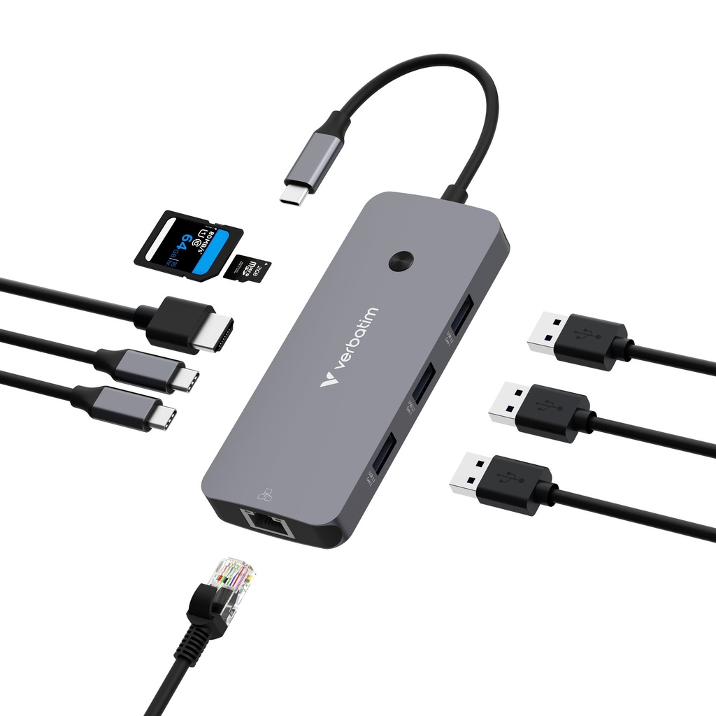[32152] Verbatim CMH-09 USB Type-C 10000 Mbit/s Silver