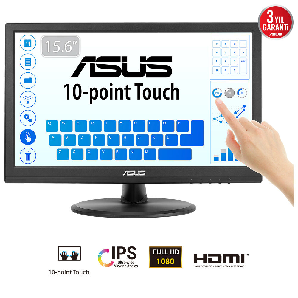 [90LM09V1-B01170] ASUS Touch VT169HE computer monitor 39.6 cm (15.6") 1920 x 1080 pixels Full HD LED Touchscreen Tabletop Black