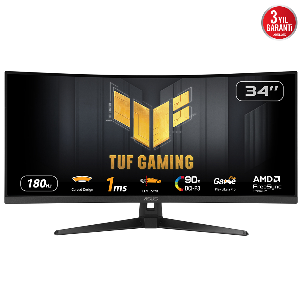 [90LM0AA0-B01170] ASUS TUF Gaming VG34VQ3B computer monitor 86.4 cm (34") 3440 x 1440 pixels UltraWide Quad HD LED Black