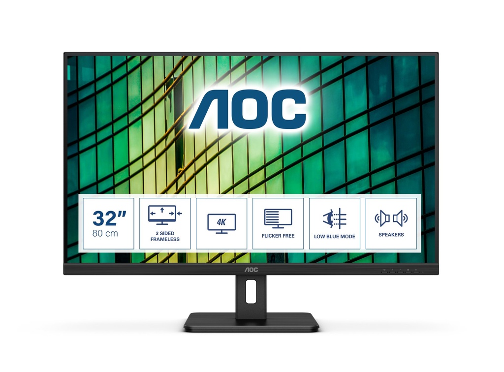 [U32E2N] AOC E2 U32E2N computer monitor 80 cm (31.5") 3840 x 2160 pixels 4K Ultra HD LED Black